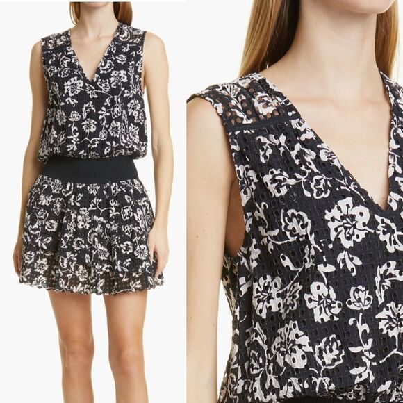 RAMY BROOK Size L NWT Boone Printed Floral Mini Drop Waist Cotton Printed Dress - Picture 1 of 15